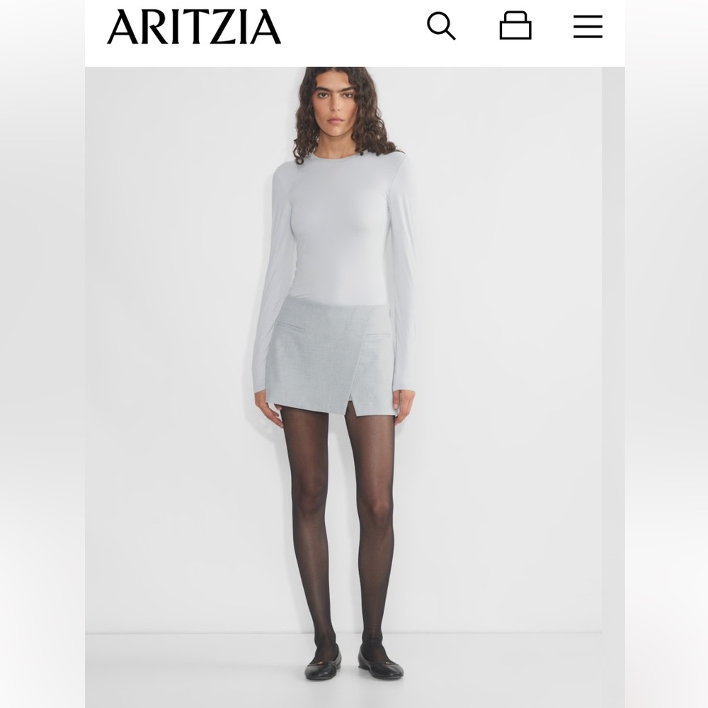 Aritzia Wilfred (Re)Touch Dauphine Long Sleeve Top White Fitted Crew Size L